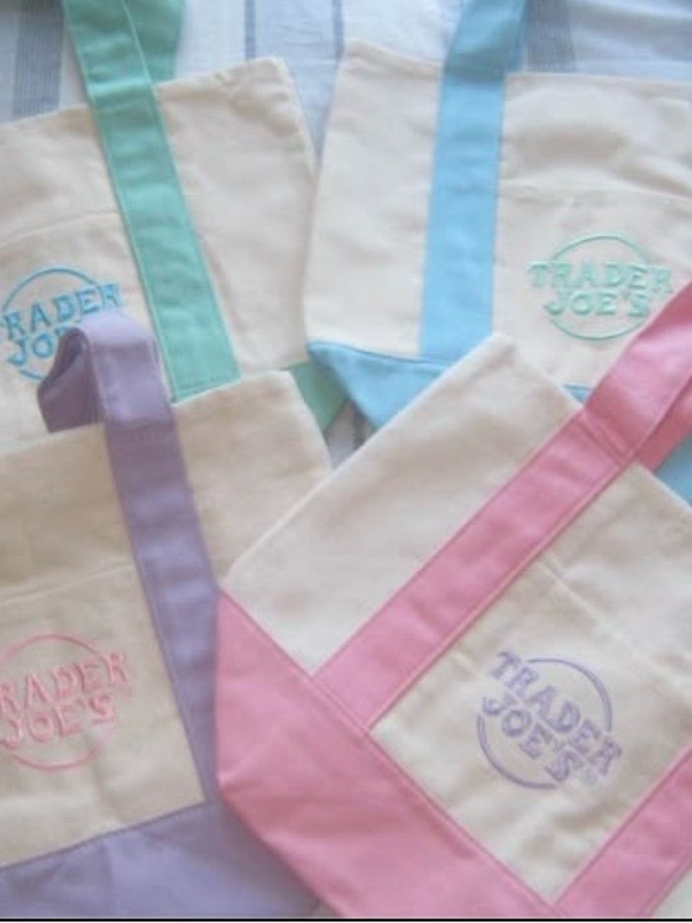 SET OF FOUR Trader Joe's Mini Pastel Canvas Tote Bag - ($6.99 shipping!)